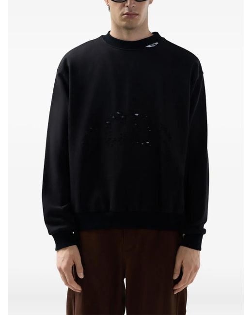 Gcds Black Distressed-Effect Sweatshirt for men