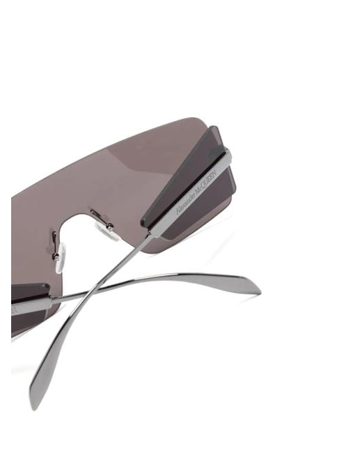 McQueen Gray Oversize Shield-Frame Sunglasses