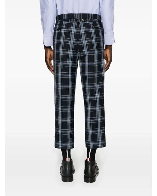 Thom Browne Blue Low-Rise Drop-Crotch Tailored Trousers for men