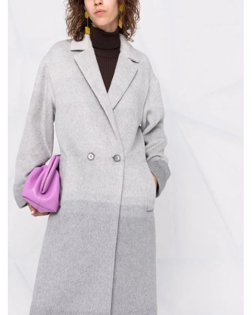 Twinset Gray Gradient-Effect Notched-Lapels Double-Breasted Coat
