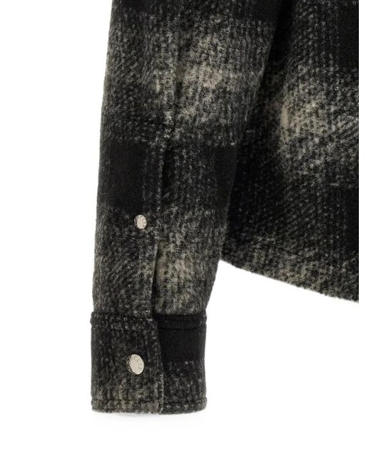 Moncler Black Check Jersey Zip-Up Shirt for men