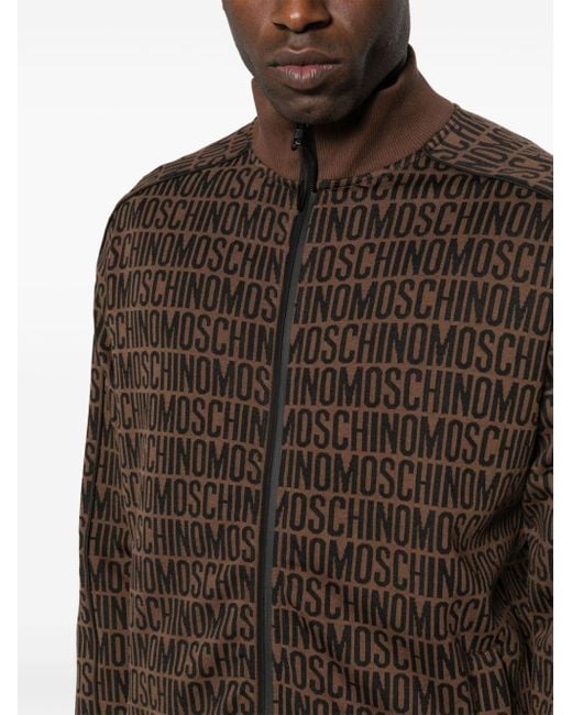 Camisa con logo en jacquard Moschino de hombre de color Gray