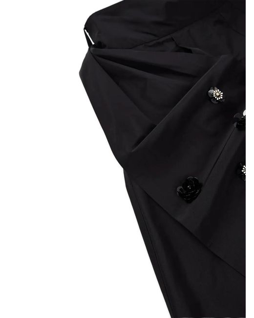 Psophia Black Floral-Appliqué Wide-Leg Culottes