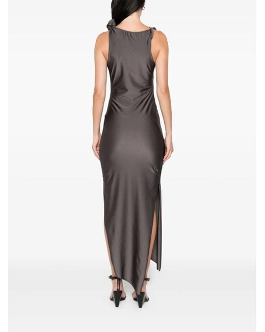 Coperni Brown Flower-Appliqué Midi Dress