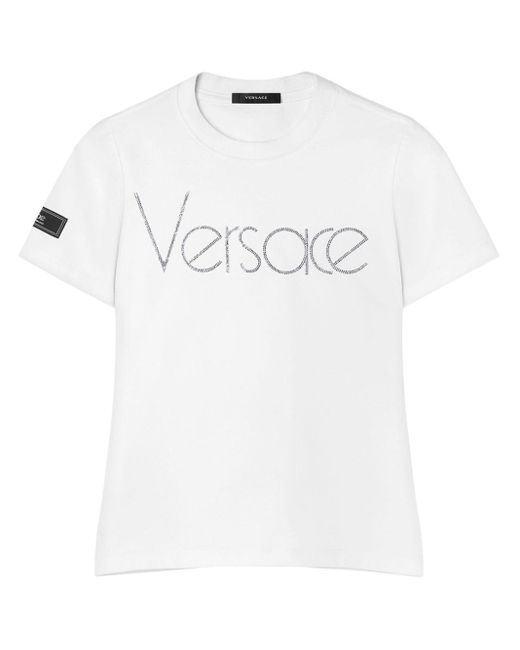 Versace Crystal 1978 T-shirt Met Logo in het White