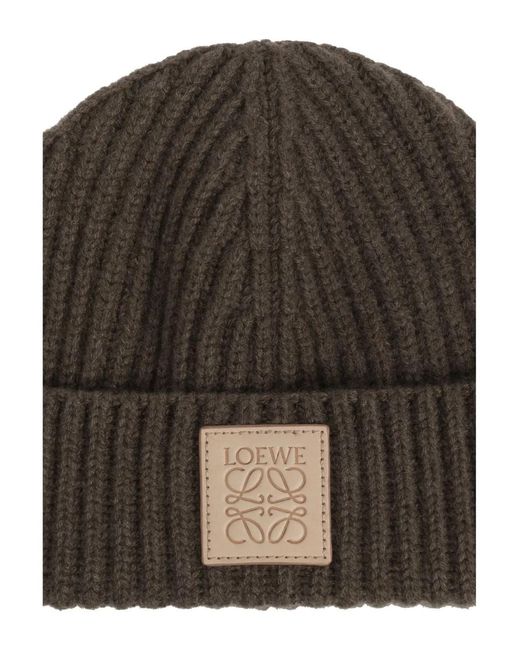 Berretto A Coste Con Applicazione Anagram di Loewe in Brown