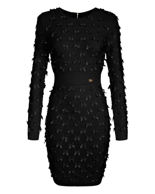 Elisabetta Franchi Black Bow-Detailing Mini Dress