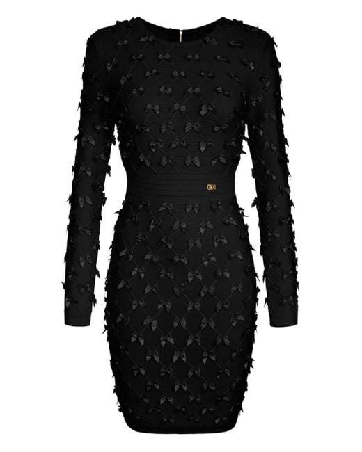 Elisabetta Franchi Black Bow-Detailing Mini Dress