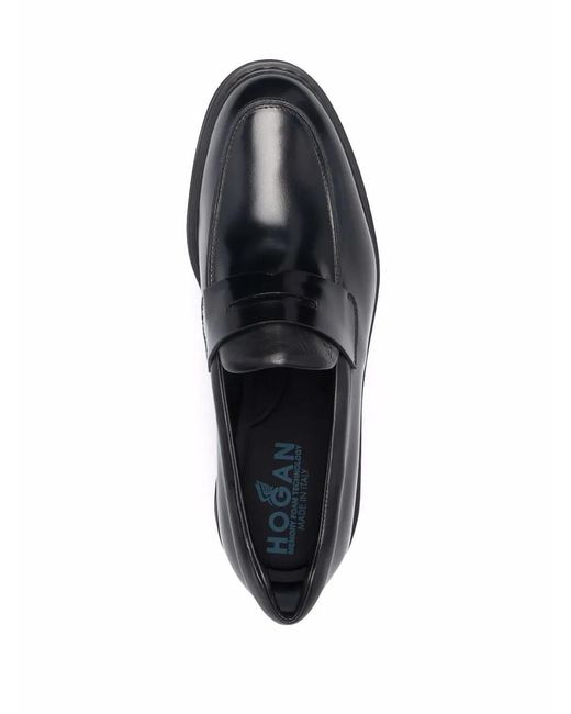 Hogan Black Leather Loafer for men