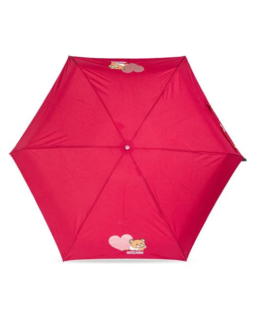 Moschino Pink Teddy Bear-Print Umbrella