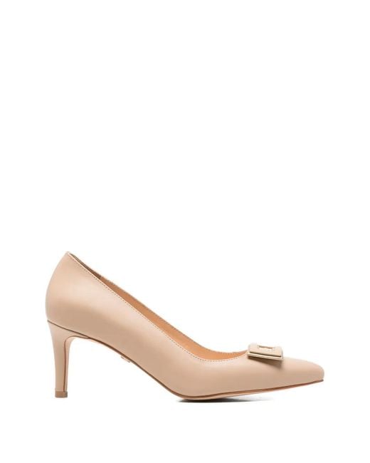 SERGIO MORETTI FIRENZE Natural Buckle-Detail Pointed-Toe Pumps