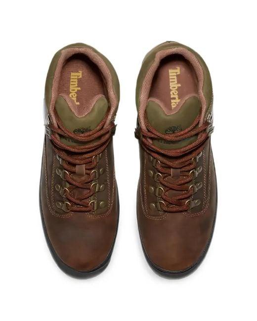 Timberland Brown Euro Hiker Logo-Detail Leather Boots for men
