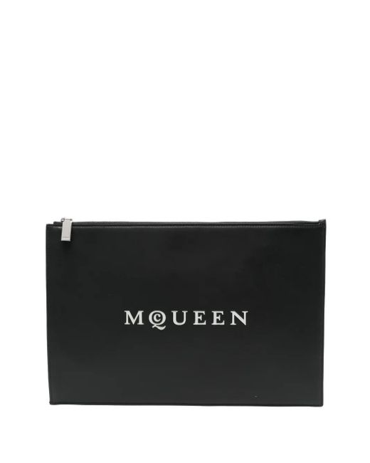 Bolso de mano con logo estampado Alexander McQueen de hombre de color Black