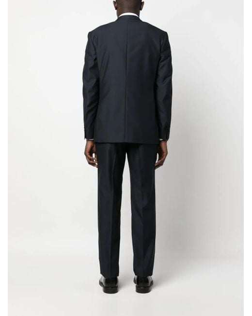 Canali Blue Double-Breasted Wool Suit for men