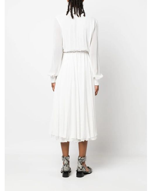 Philosophy Di Lorenzo Serafini White Bow-Collar Mid-Length Evening Dress