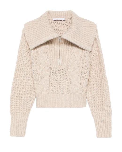 IRO Natural Cable-Knit Half-Zip Jumper