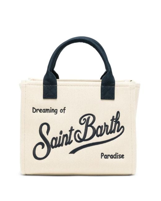 Mc2 Saint Barth White Midi Vanity Logo-Embroidered Tote Bag
