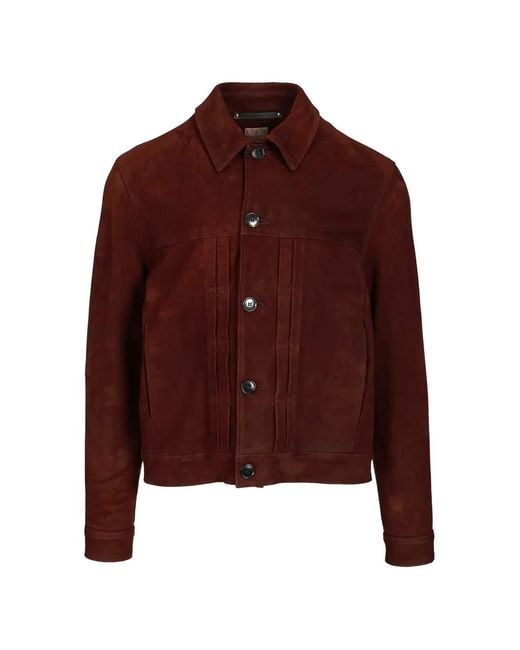 Paul Smith Red Suede Trucker Jacket for men