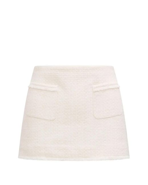 LoveShackFancy Natural Breya Fringed-Trim Mini Skirt