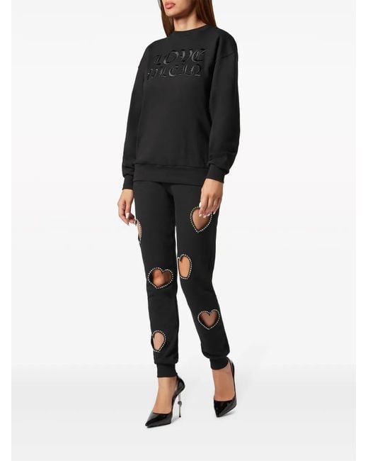 Philipp Plein Black Logo-Patch Cotton Sweatshirt