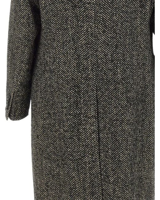 Tagliatore Gray Pino Lerario Herringbone Double-Breasted Coat for men