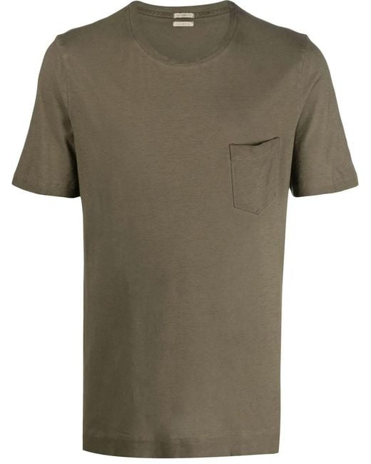 Massimo Alba Green Chest Patch-Pocket Detail T-Shirt for men
