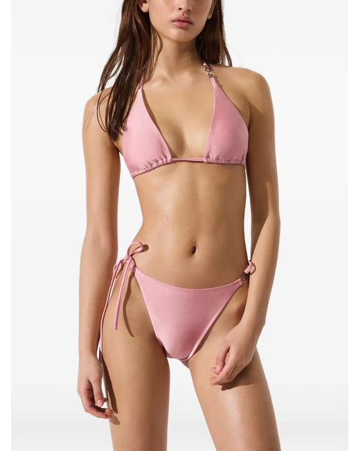 Karl Lagerfeld Pink Logo-Hardware Triangle Bikini