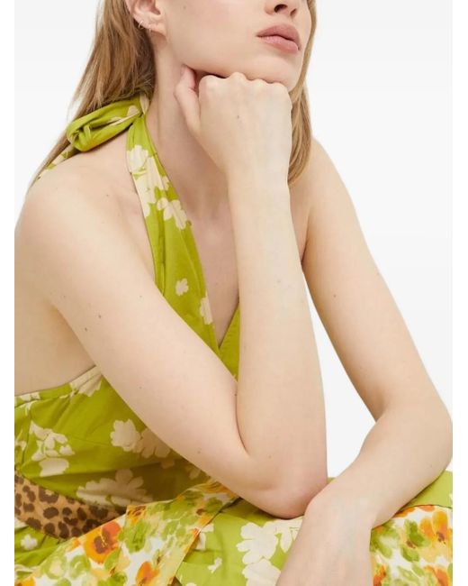 Never Fully Dressed Yellow Floral-Print Halterneck Dress