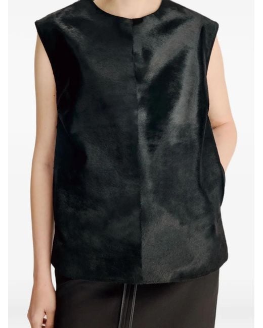 Loulou de Saison Black Juni Sleeveless Leather Blouse