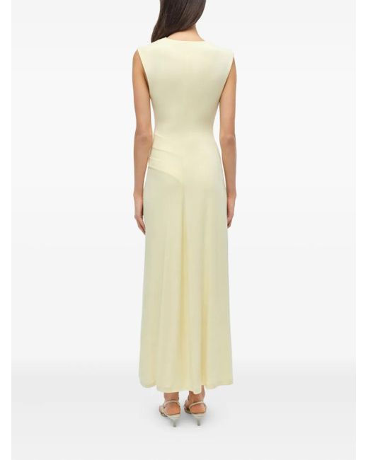 Jonathan Simkhai White Acacia Cowl-Neck Gathered Maxi Dress