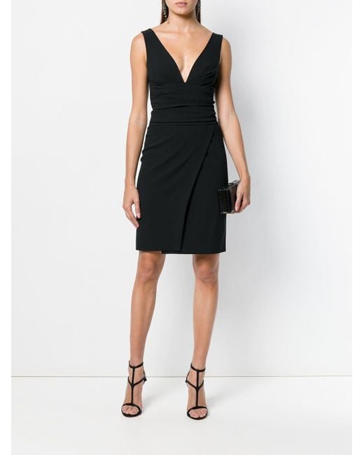 black fitted wrap dress