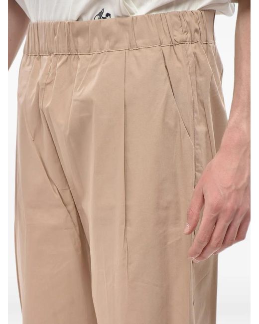 Laneus Natural Pleated Tapered Trousers for men