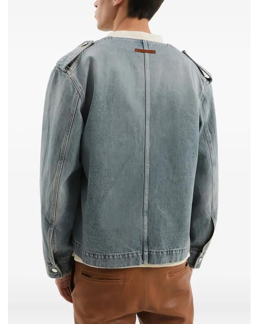 1989 STUDIO Blue Buttoned Patchwork Jacket for men