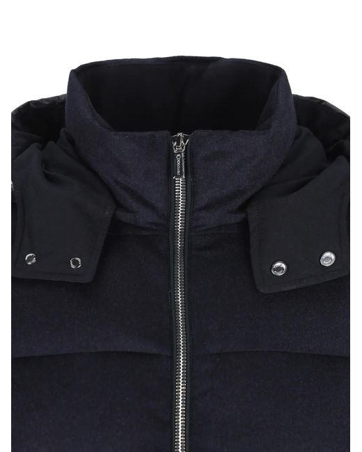 Moorer Blue Quilted-Panel Hooded Jacket for men