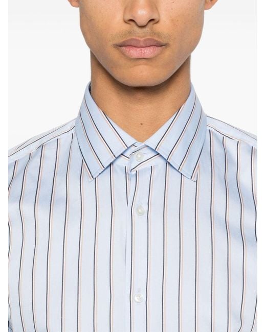 Boss Blue Striped Poplin Shirt for men