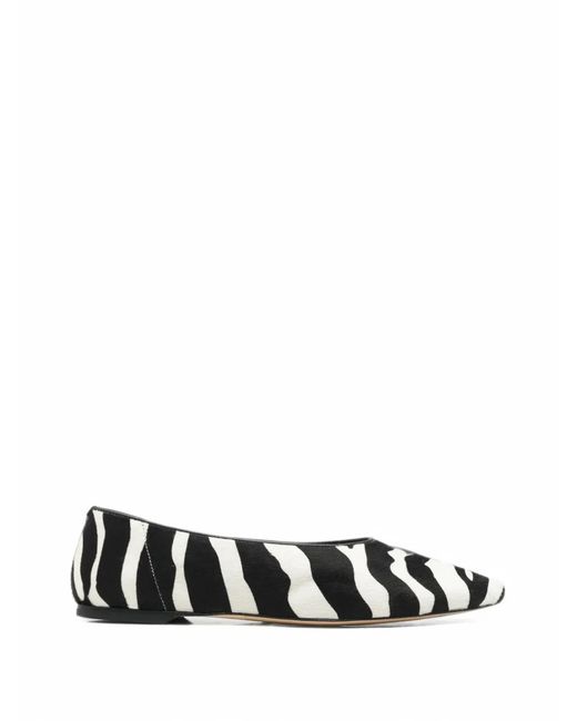 Totême  White Zebra-Print Pony-Hair Ballet Flats