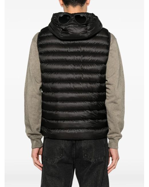 C P Company Black Zip-Pocket Quilted Gilet for men