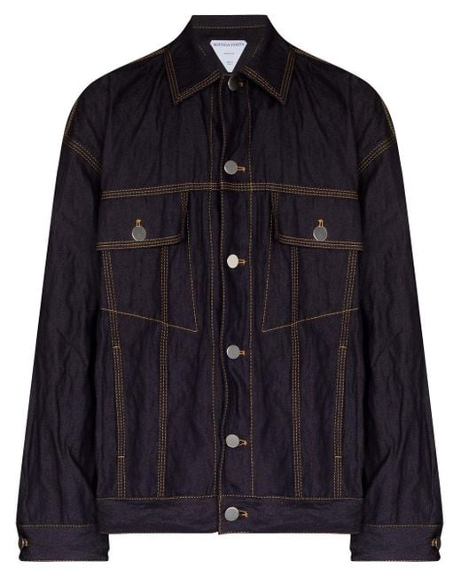 Bottega Veneta Black Contrast-stitch Denim Jacket for men