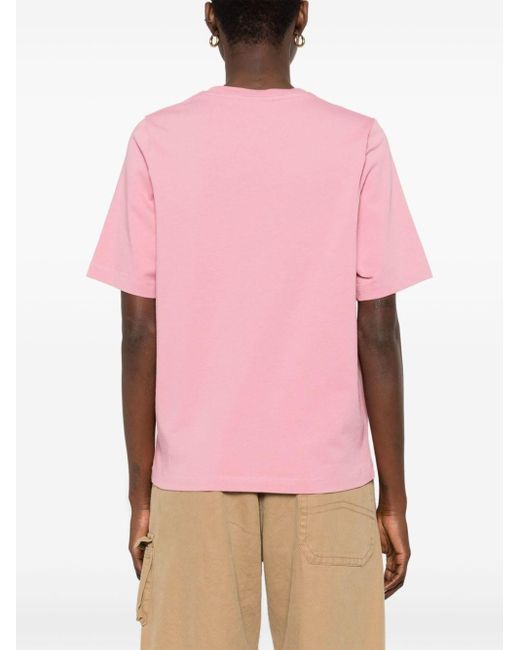 Maison Kitsuné Pink T-Shirt mit Fuchs-Motiv