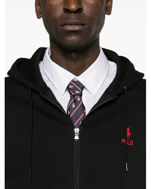 Polo Ralph Lauren Black Polo Pony Zip-up Hoodie for men