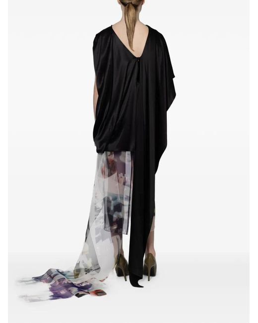 Roksanda Black Vesper Draped Asymmetric Broken Blouse