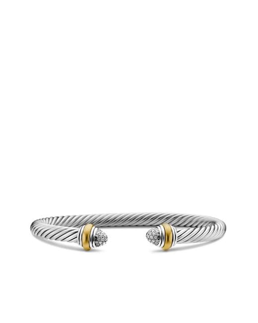 David Yurman White 14Kt And Sterling Classic Cable Diamond Bracelet (5Mm)