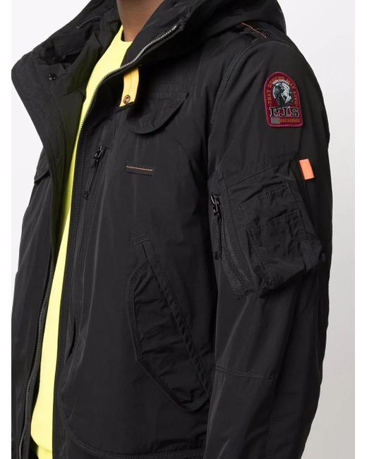 Parajumpers Black Logo-Patch Hooded Jacket for men