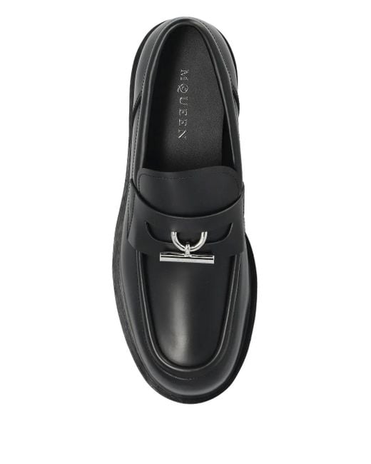 Alexander McQueen Black Leather Platform Loafers for men