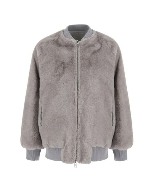 VALENTINI 1972 Gray Reversible Faux-Fur Bomber Jacket