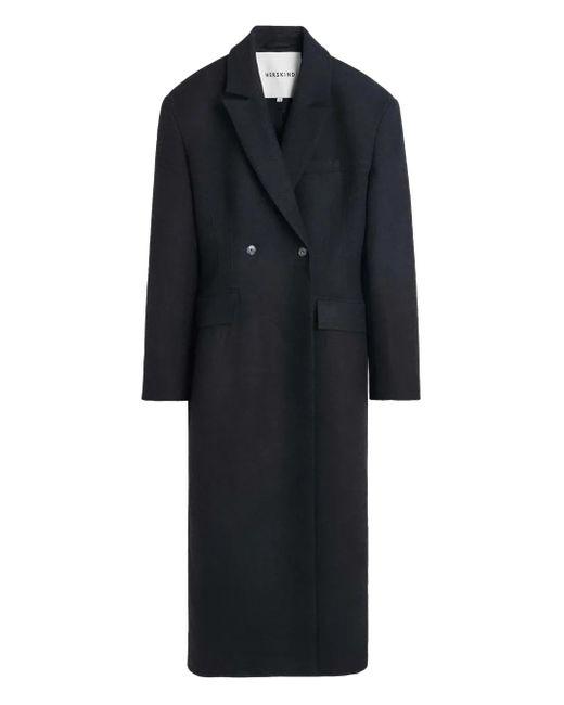 Herskind Black Padded-Shoulders Double-Breasted Coat