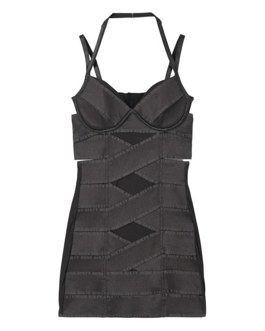 Miss Sixty Black X Knwls Cut-Out Halterneck Dress