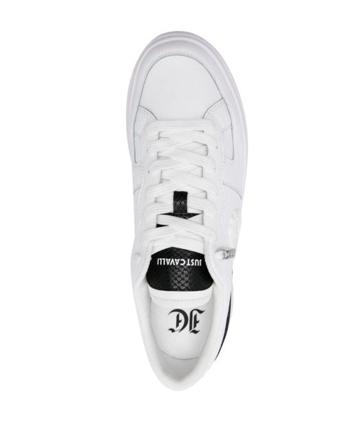 Just Cavalli White Logo-patch Leather Sneakers for men