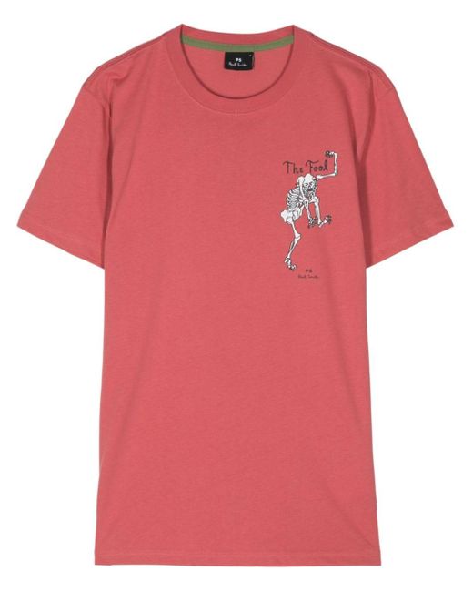 PS by Paul Smith Pink Skeleton-print Cotton T-shirt for men