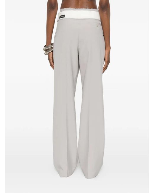 MM6 by Maison Margiela White Asymmetric-Waistband Trousers